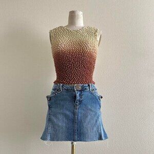 Milano beige cream ombre sleeveless popcorn top